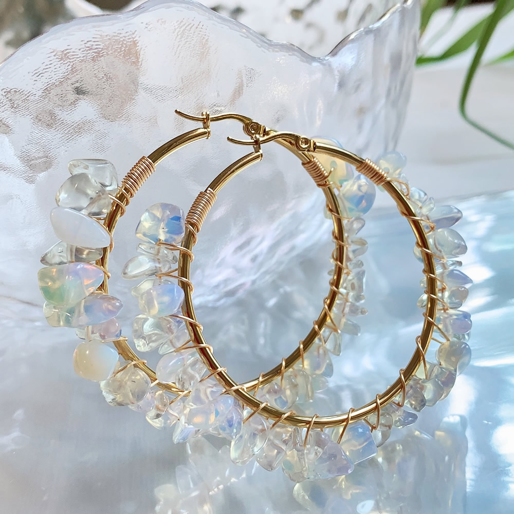 Brinco de argola de cristal na - Aura Ethnic Fashion avaliação e preço