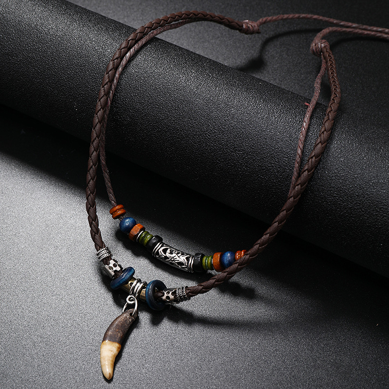 Colar de couro trançado à mão  - Ethnic Fashion Pk avaliação e preço
